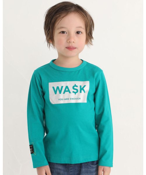 WASK(ワスク)/ハクプリント 長袖 Tシャツ (100~160cm)/グリーン