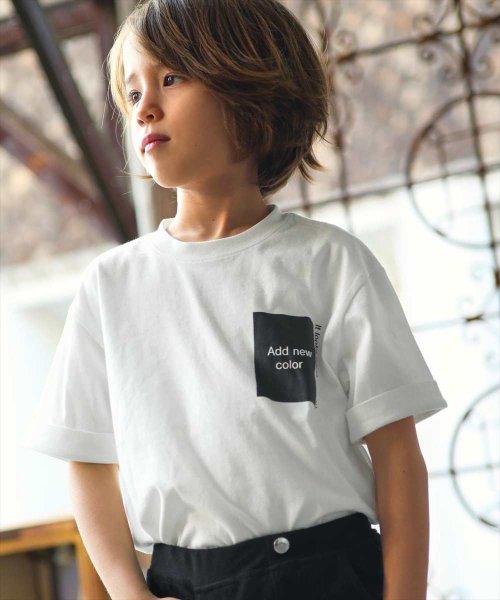 ANAP KIDS(アナップキッズ)/ロールアップ袖プリントビッグTシャツ/ホワイト