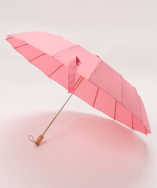 aimoha(aimoha（アイモハ）)/【ハンドメイド　木製持ち手　珍しい16本骨　軽量 折りたたみ傘】/ピンク