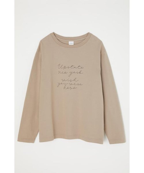 moussy(マウジー)/EMBROIDERY MESSAGE LS Tシャツ/BEG