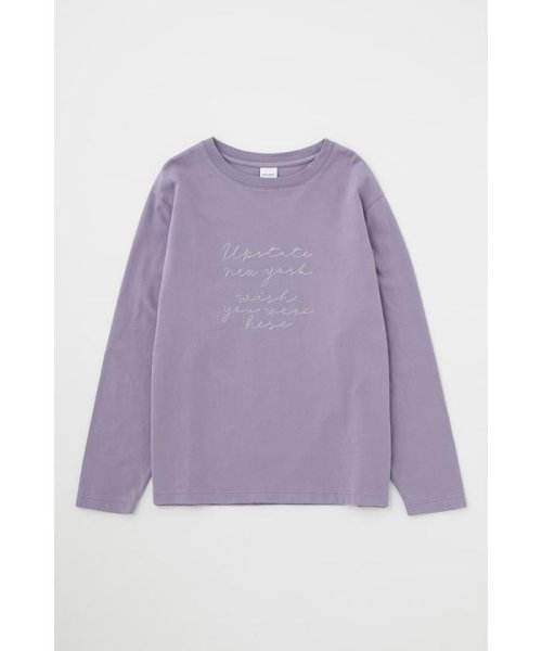 moussy(マウジー)/EMBROIDERY MESSAGE LS Tシャツ/PUR