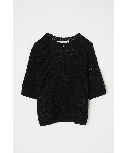 moussy(マウジー)/BUTTON UP CROCHET トップス/BLK