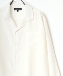 LAZAR(ラザル)/【Lazar】ポリトロ ドレープ リラックス 無地 ストライプ 総柄 オープンカラーシャツ/オーバーサイズシャツ/デザインシャツ メンズ 長袖 シャツ/ホワイト