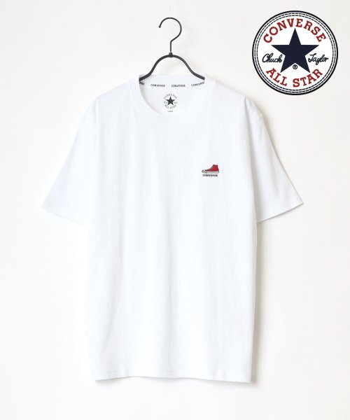 LAZAR(ラザル)/【Lazar】CONVERSE/コンバース 【ALL STAR/オールスター】 シューズ ロゴ 刺繍 ワンポイント Tシャツ/ホワイト