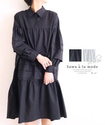 Sawa a la mode(サワアラモード)/ボリューム袖のティアードワンピース/ブラック
