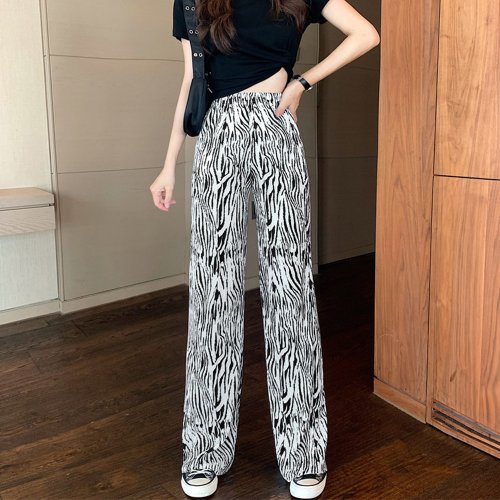 ワイドパンツ アニマル柄 レディース 部屋着パンツ ウエストゴム 着やせ ルームウェア レオパード イージーパンツ 薄手 ミニミニストア Miniministore Magaseek