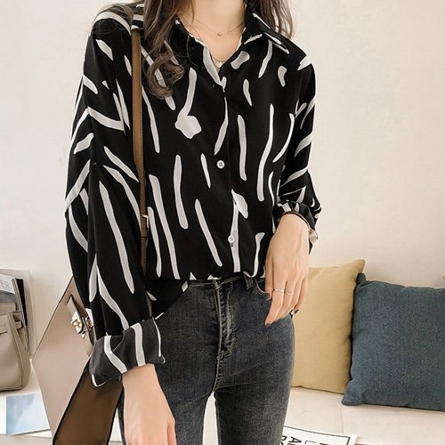 セール ミニミニストア Miniministore 柄シャツ 長袖 レディース 春秋 おしゃれ 襟付きブラウス 着やせ ゆったり カーディガン 韓国風 大きいサイズ トップス レトロ Magaseek