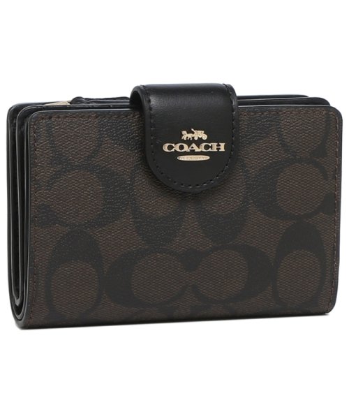 COACH(コーチ)/コーチ アウトレット 二つ折り財布 シグネチャー ブラウン ブラック レディース COACH C0082 IMAA8/その他