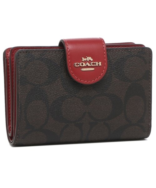 COACH(コーチ)/コーチ アウトレット 二つ折り財布 シグネチャー ブラウン レッド レディース COACH C0082 IMRVQ/その他