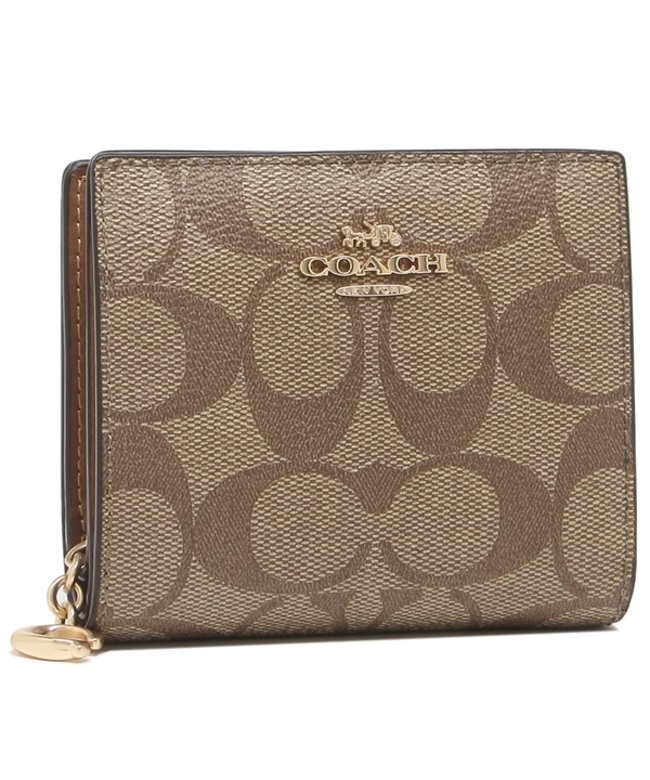 コーチ アウトレット 二つ折り財布 シグネチャー ミニ財布 ベージュ ブラウン レディース Coach C3309 Ims5u コーチ Coach Magaseek