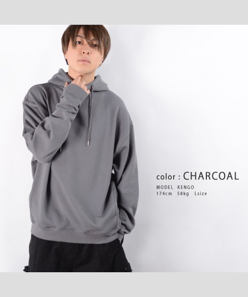 1111clothing(ワンフォークロージング)/◆引き揃え裏毛 ヘムライン ビッグパーカー◆ ビッグシルエット パーカー メンズ オーバーサイズ パーカー レディース フード スウェット メンズ トレーナー /チャコールグレー