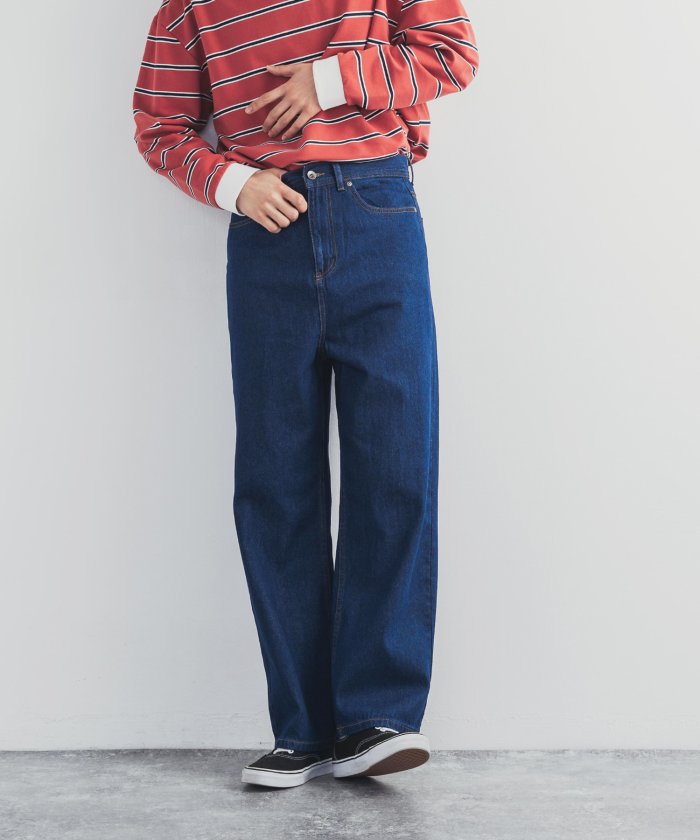 ロッキーモンロー Rocky Monroe デニムパンツ メンズ レディース ワイド カジュアル ハイウエスト ハイライズ ジーパン ストレート セミワイド ライトオンス 綿 コットン シンプル 無地 9 Magaseek