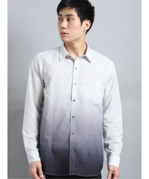 TAKA-Q(タカキュー)/グラデーション レギュラーカラー長袖シャツアウター/グレー