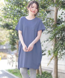 mili an deni(ミリアンデニ)/レディース ワンピース Tシャツ カットソー ショート丈 半袖 ポケット付き/ブルー