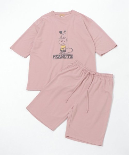 VENCE　EXCHANGE(ヴァンス　エクスチェンジ)/【WEB限定】SNOOPY Tシャツ&ショーツセット/ピンク