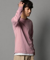 GLOSTER(GLOSTER)/12G 綿麻中白レイヤードニット Tシャツ付き/ピンク