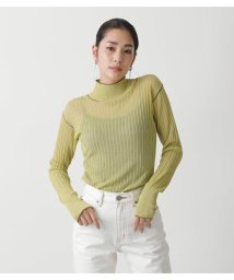 AZUL by moussy(アズールバイマウジー)/SHEER COLOR STITCH KNIT TOPS/L/GRN1