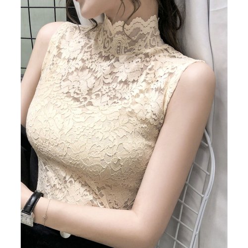 タンクトップ 総レース レディース インナー 花柄 セクシー トップス ハイネック エレガント 重ね着 スカラップ 大人可愛い ミニミニストア Miniministore Magaseek