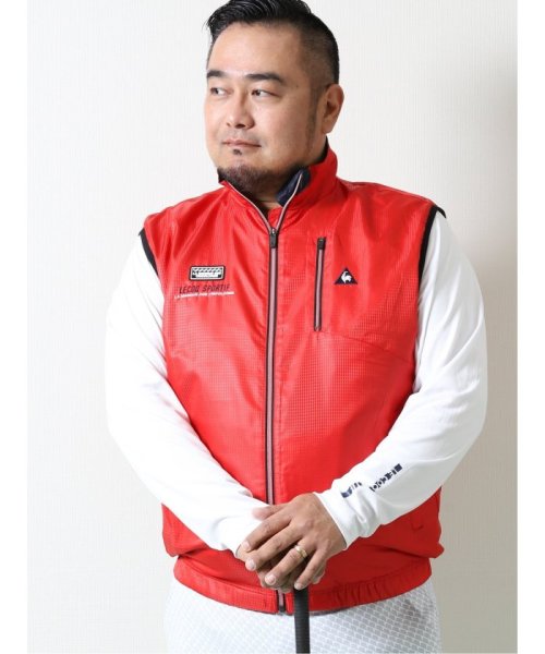 セール 大きいサイズ ルコックスポルティフ ゴルフ Le Coq Sportif Golf ピクセルクロス撥水 防風アウターベスト グランバック Grand Back Magaseek