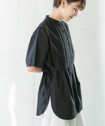 KBF(ケービーエフ)/ピンタックレイヤードシャツ/BLACK