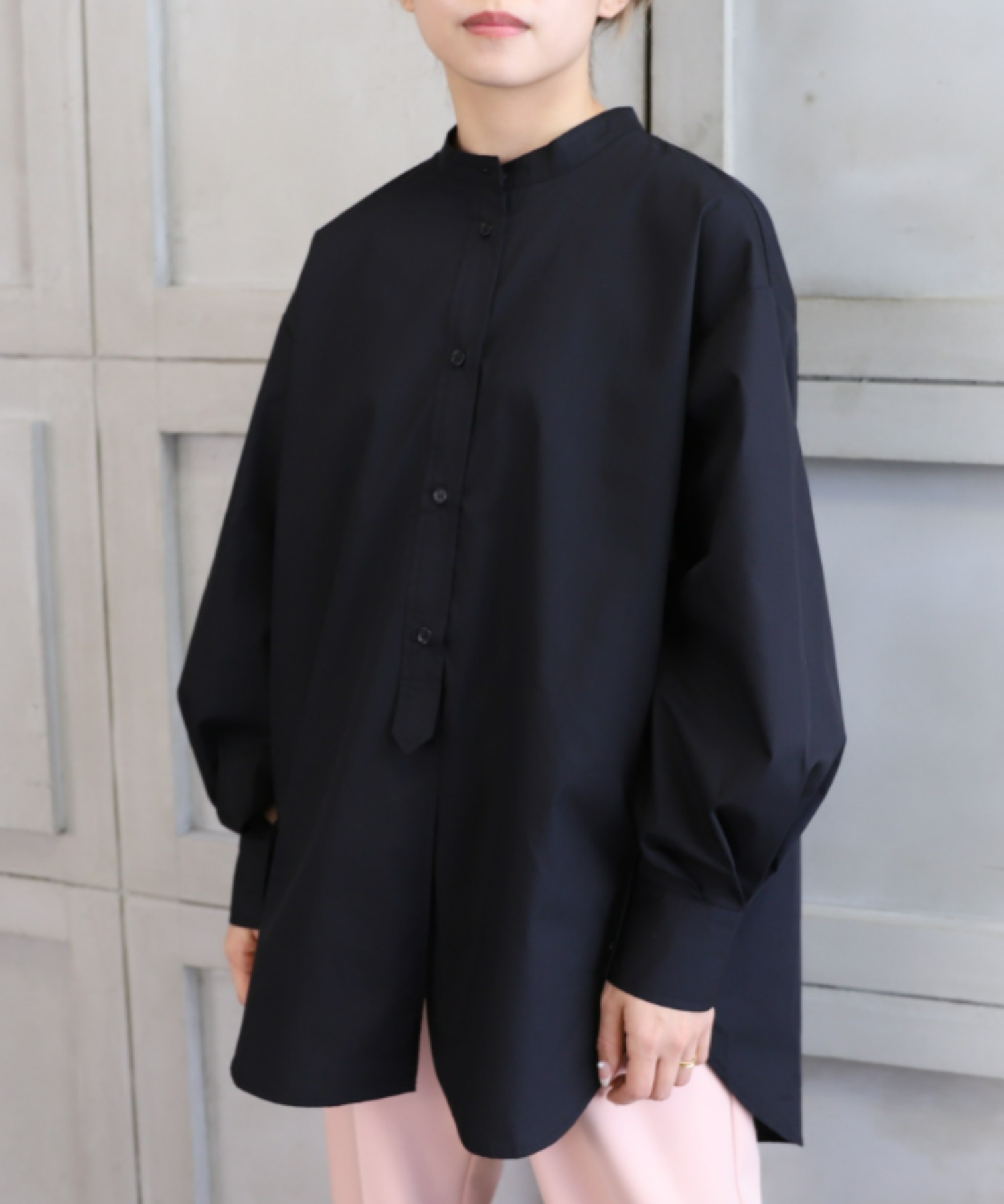 T Cブロードスタンドカラールーズドレスシャツ モーメントプラス Moment Magaseek