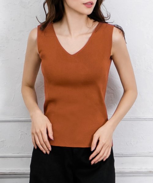 セール Vネックノースリーブベーシックニットトップス ジュリアブティック Julia Boutique Magaseek