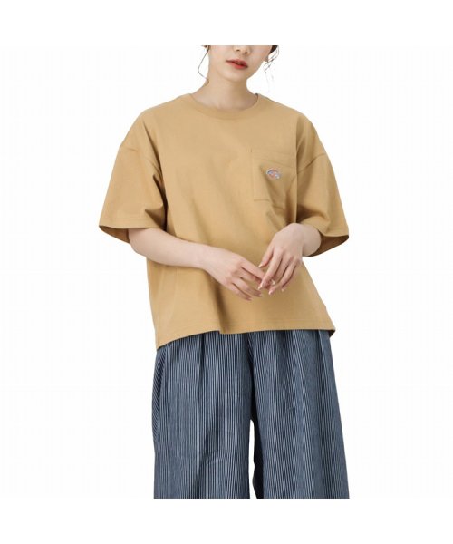 MAC HOUSE(women)(マックハウス（レディース）)/Dickies ディッキーズ ポケット付きTシャツ 1282－7934/ベージュ