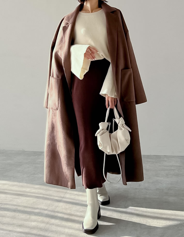 ダブルフェイスロングガウンコート Sサイズ