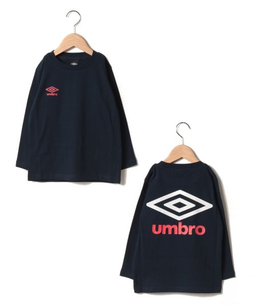 umbro(アンブロ)/ジュニア用 長袖コットンシャツ　｜綿100％素材【アウトレット】/ネイビー系