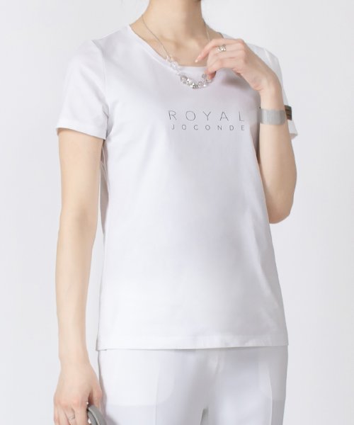 JOCONDE ROYAL(ジョコンダ　ロイヤル)/【洗える】オーガニックコットン天竺 プリントTシャツ/ホワイト