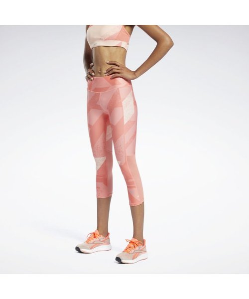 Reebok(リーボック)/ラン エッセンシャルズ オールオーバープリント 3/4 レギンス / Run Essentials Allover Print 3/4 Leggings/ピンク