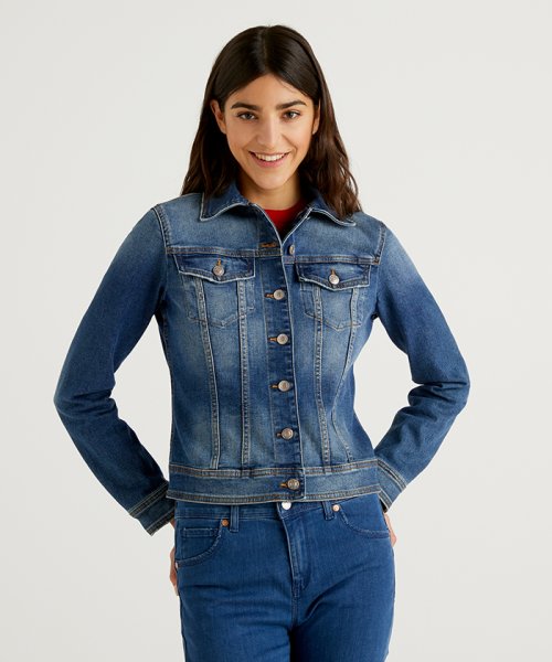 セール ストレッチレギュラーデニムジャケット ベネトン レディース Benetton Women Magaseek