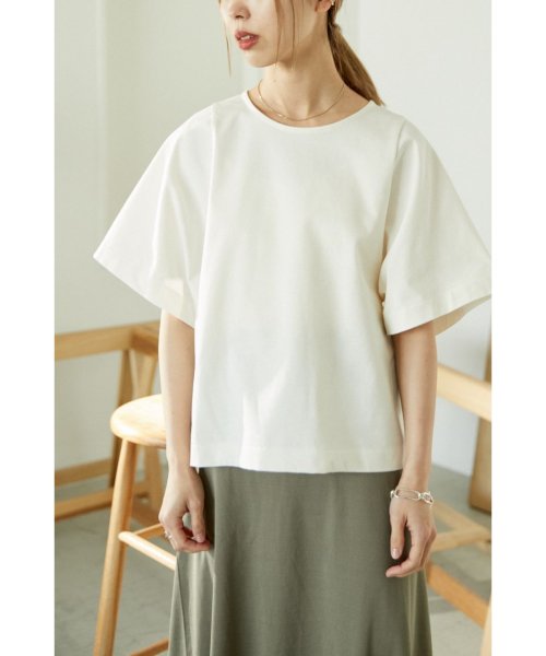 BLACK BY MOUSSY(ブラックバイマウジー)/wide sleeve cut tops/O/WHT