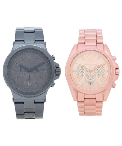 マイケルコース 時計 ペアウォッチ レディース メンズ ランウェイ ブラッドショー45mm 40mm クォーツ ブルー ピンク Mk8655 Mk6752 マイケルコース Michael Michael Kors Magaseek