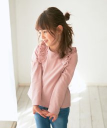 anyFAM（KIDS）(エニファム（キッズ）)/肩フリル オーガビッツ 長袖Tシャツ/ピンク