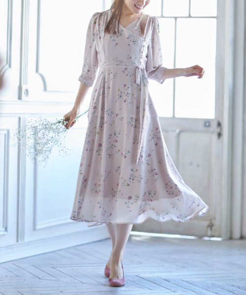 Cherish Myheartさんコラボ ウエストりぼん付きフラワープリントカシュクールワンピース トッコクローゼット Tocco Closet Magaseek