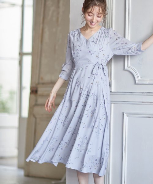 セール Cherish Myheartさんコラボ ウエストりぼん付きフラワープリントカシュクールワンピース トッコクローゼット Tocco Closet Magaseek