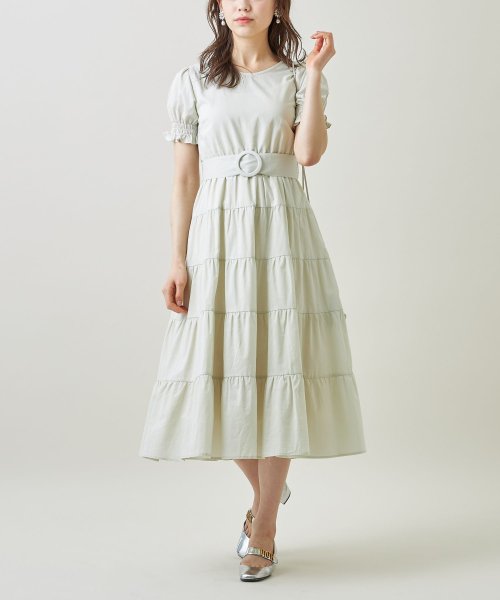 セール くるみバックルベルト付きパフスリーブティアードコットンワンピース トッコクローゼット Tocco Closet Magaseek