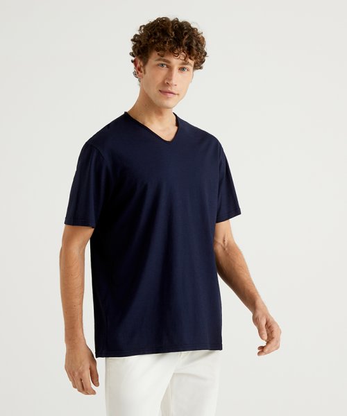 セール コットンvネックtシャツ カットソー ベネトン メンズ Benetton Mens Magaseek