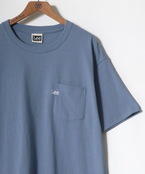 LAZAR(ラザル)/【Lazar】Lee/リー ワンポイント ミニロゴ刺繍 ポケット Tシャツ/ブルーグレイ