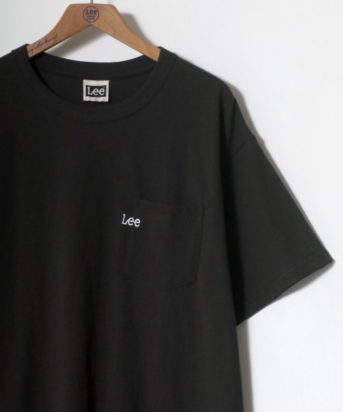 LAZAR(ラザル)/【Lazar】Lee/リー ワンポイント ミニロゴ刺繍 ポケット Tシャツ/ブラック