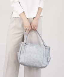 MK MICHEL KLEIN BAG(エムケーミッシェルクランバッグ)/箔スクエアートートバッグ/ライトブルー