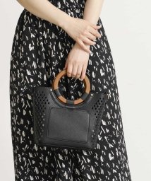 MK MICHEL KLEIN BAG(エムケーミッシェルクランバッグ)/【2WAY】ウッドハンドルトートバッグ/ネイビー