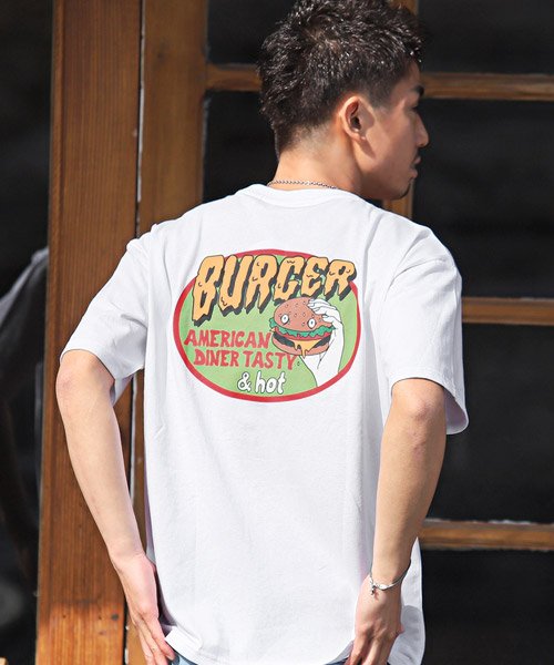 セール 15 Off 米綿天竺レトロイラストバックプリントtシャツ Tシャツ メンズ 半袖 バックプリント 刺繍 米綿 イラスト プリント ラグスタイル Luxstyle Magaseek