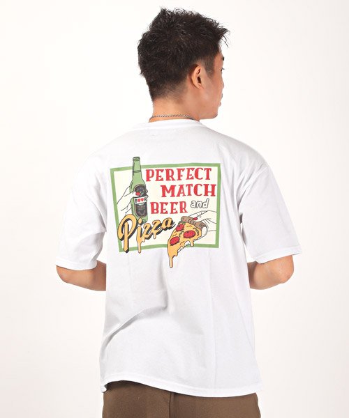 セール 米綿天竺レトロイラストバックプリントtシャツ Tシャツ メンズ 半袖 バックプリント 刺繍 米綿 イラスト プリント ラグスタイル Luxstyle Magaseek