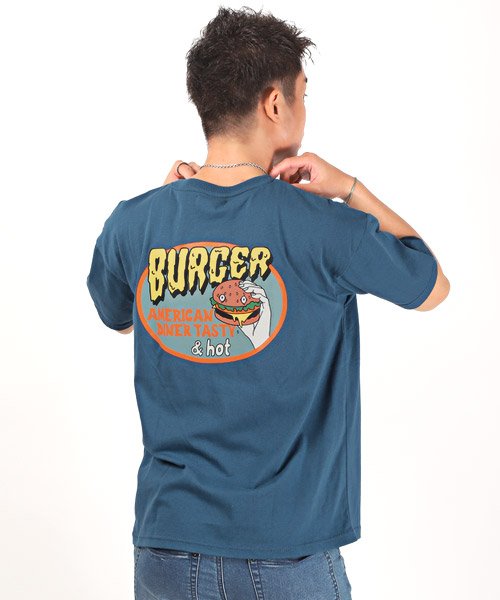 セール 米綿天竺レトロイラストバックプリントtシャツ Tシャツ メンズ 半袖 バックプリント 刺繍 米綿 イラスト プリント ラグスタイル Luxstyle Magaseek