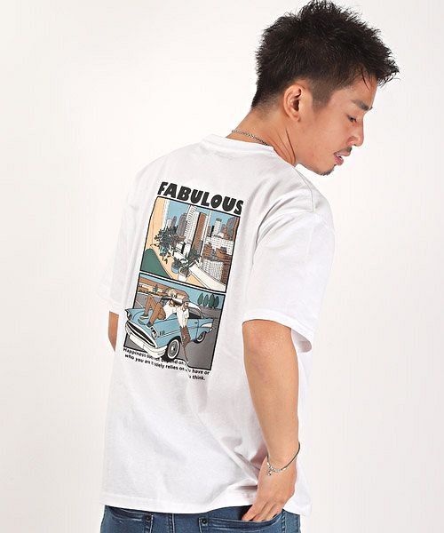 セール 15 Off 米綿天竺バックプリント胸刺繍tシャツ Tシャツ メンズ 半袖 バックプリント 刺繍 米綿 イラスト プリント ラグスタイル Luxstyle Magaseek