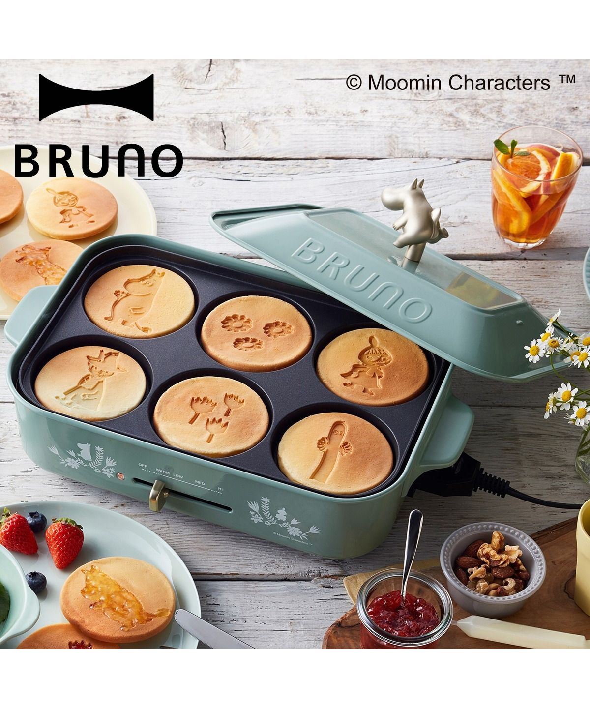 BRUNO ブルーノ ホットプレート ムーミン たこ焼き器 焼肉 パンケーキ コンパクト グッズ 平面 電気式 ヒーター式 レシピブック 1200W  小型 小さ