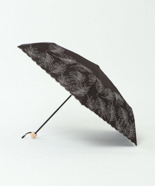LBC(エルビーシー)/日傘 折りたたみ ボタニカル刺繍/ブラック