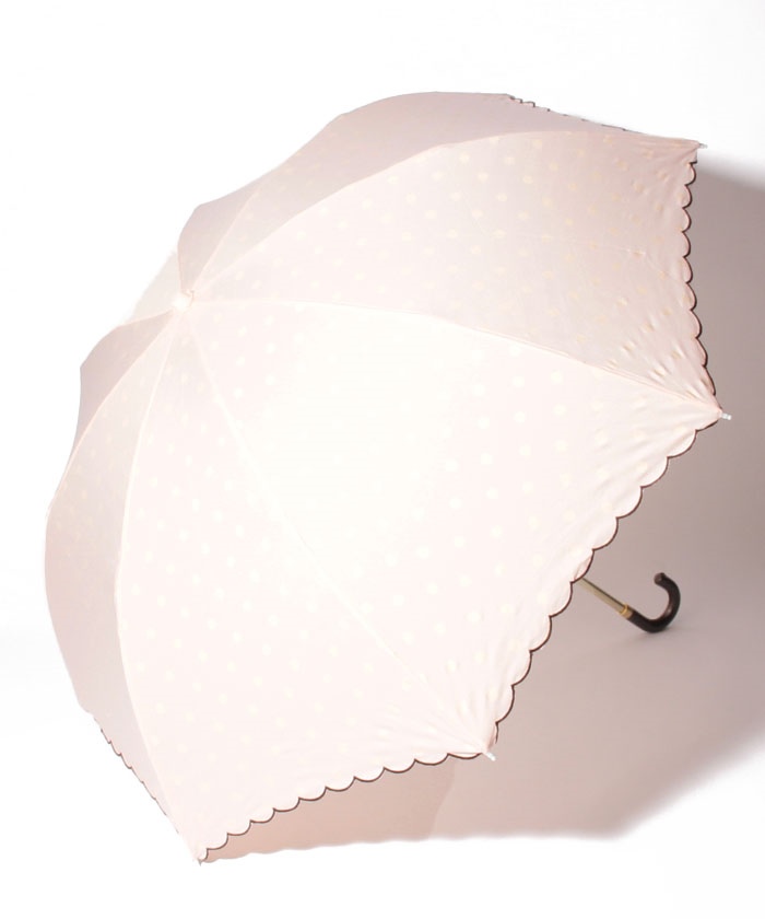 【晴雨兼用】 折りたたみ傘 （ＵＶカット＆軽量) インドットピンク×ブラック
